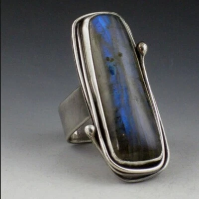 Labradorite Gemstone 925Sterling Silver Gift for Mum Ring Jewelry All Size SS-42 - Image 1 of 4