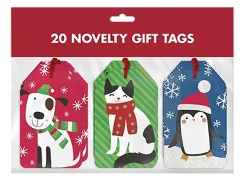 PAPERCRAFT Premium Holiday Gift Tags - 20 Pack - Pets & Penguins