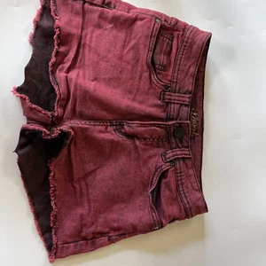 Denim Co Womens Shorts Burgundy 8 - 10 Short Denim Fringe Leg Pink - Picture 1 of 9