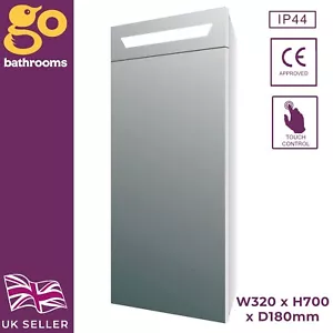 Single Door Corner Bathroom Mirror Cabinet Cupboard with LED Light Wall Mounted - Picture 1 of 12