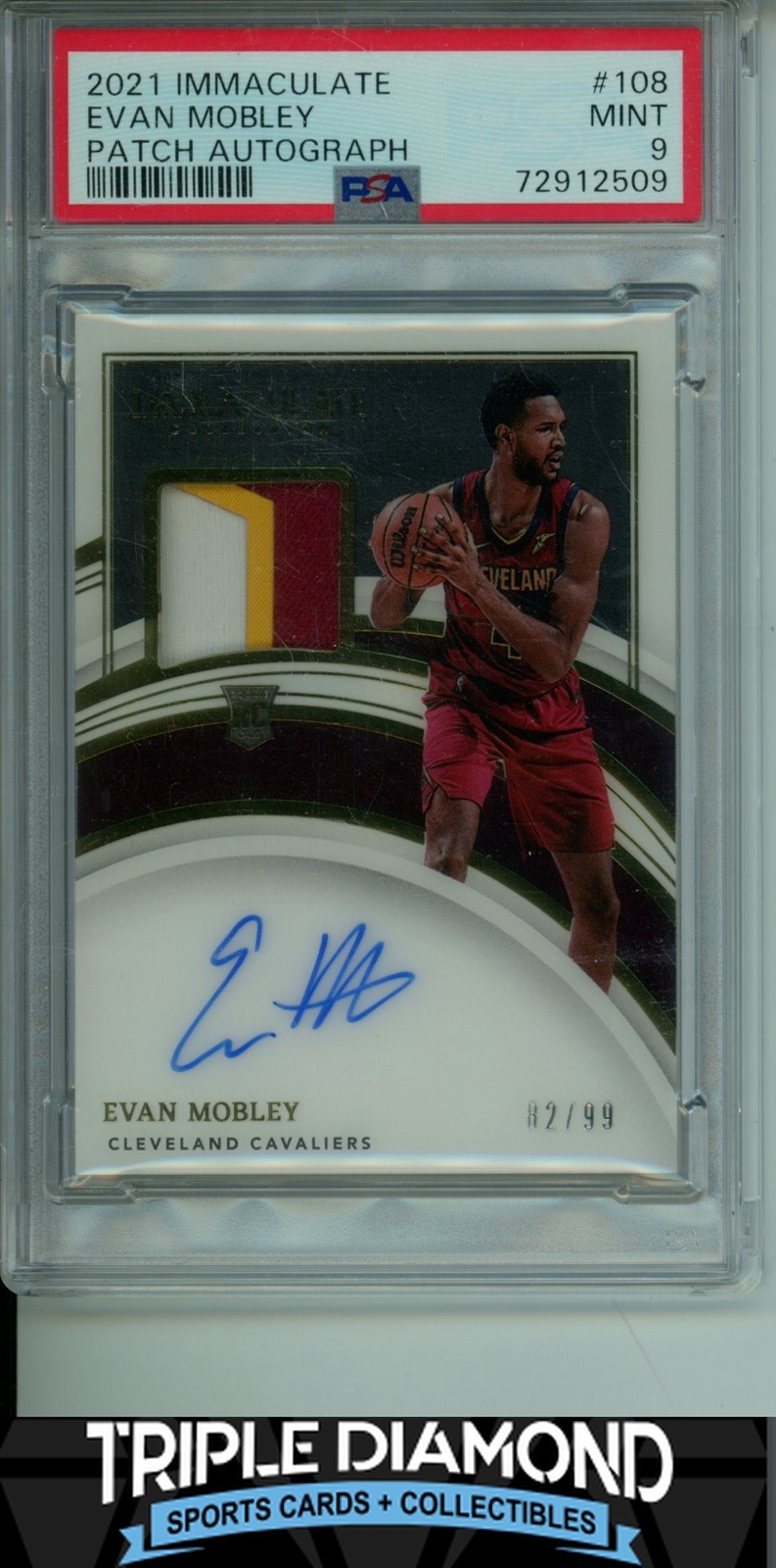Evan Mobley 2021 Immaculate #108 Rookie Patch Auto /99 Price Guide 