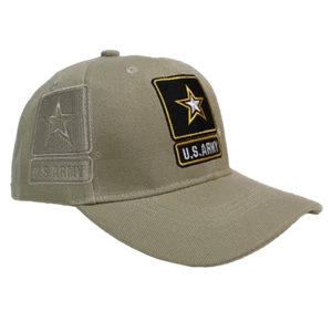 JWM Shadow Embroidery Caps / Hat - U.S. Army - Gold Baseball Khaki w/Hook & Loop - Picture 1 of 3
