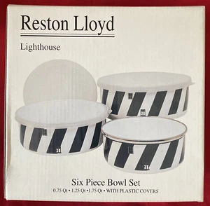 Reston Lloyd- Lighthouse - Heavy Gauge Porcelain on Steel 6 Piece Bowl Set - Picture 1 of 7