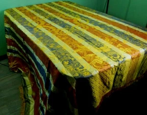 Asiatische Seidenmischung Tagesdecke Decke Damast Jacquard volle Größe Vogel Blumen Vintage - Bild 1 von 8