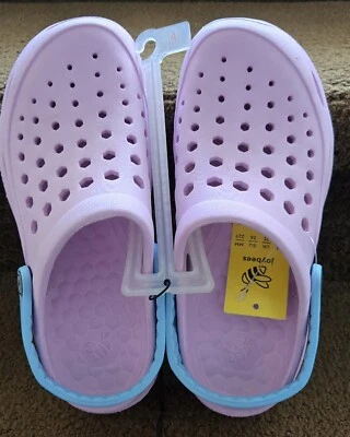 JoyBee Girl’s Slip-On Clogs Lavender & Sky Blue Sz J4 NWT - Image 1 of 4