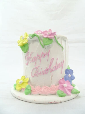 Vintage Teleflora Happy Birthday Floral Cake Music Box "Happy Birthday" Foto 1 de 4