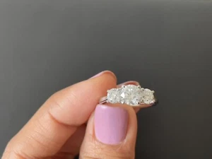 2.00ct F/SI 100% Natural Round Diamond Trilogy Engagement Ring, Platinum - Picture 1 of 7