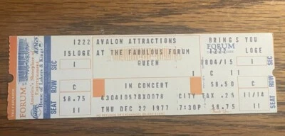 QUEEN TICKET STUB UNUSED  1977 NEWS OF THE WORLD TOUR FABULOUS FORUM - Image 1 of 2