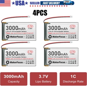 4PCS 3.7V 3000mAh 3C Lipo Battery Micro JST 1.25 Plug for Arduino Nodemcu ESP32 - Picture 1 of 9