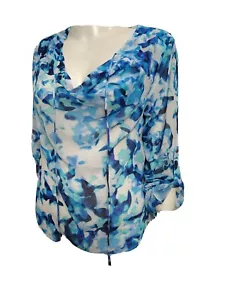 JENNIFER LOPEZ Women NEW SZ MEDIUM Woven Drawstring Shoulder Roll up Sleeve(N3 - Picture 1 of 6