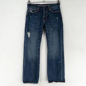Pantalones de mezclilla American Eagle para hombre 29 x 30 azul desgastado bota tiro bajo botón mosca vintage - Imagen 1 de 11