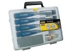 STANLEY 4 Piece Bevel  Edge Wood Chisel Set, Sharpening Stone & Oil  In Case,016130