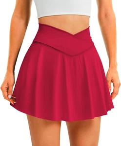 Womens Tennis Skirt with Pockets Shorts Crossover High Waisted Athletic Skorts S - Picture 1 of 12