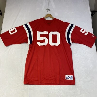 Camiseta de fútbol vintage de los 80 Champion roja #50 "Smith" malla de nailon talla XL Foto 1 de 4