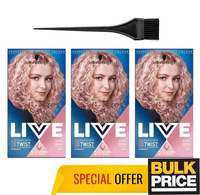 Schwarzkopf LIVE 101 Cool Rose Lightener Twist Pastel tinte permanente para el cabello paquete de 3 Foto 1 de 4
