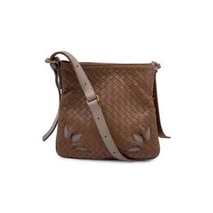 Authentic Bottega Veneta Beige Woven Intrecciato Cut Out Leather Shoulder Bag - Bild 1 von 7
