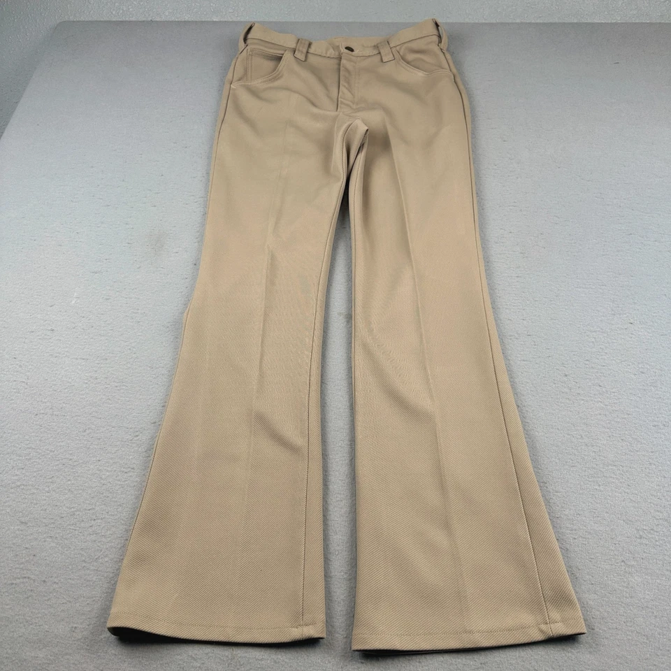 Pantalones Lee Riders De Colección Para Hombres 29x32 Bronceado Campana Parte Inferior Años 60 Garra Cremallera Poli Tejido MOD Foto 1 de 4