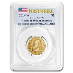 2019-W Gold $5 Apollo 11 50th Anniv MS-70 PCGS (FirstStrike®) - Picture 1 of 3