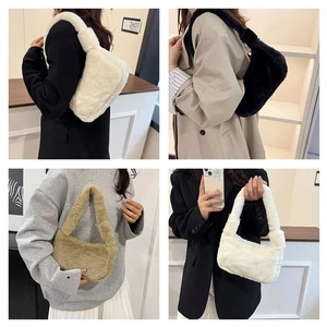 Bolsos de hombro de felpa para mujer diseñador de lujo suaves invierno clutch damas U7Q3 - Imagen 1 de 14