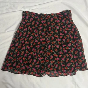 Art Class Girls' LG 10/12 Black & Red Rose Print Sheer Chiffon & Lined Skirt - Picture 1 of 4