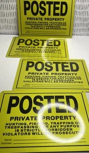 4 Pcs No Trespassing Signs Private Property Reflective Aluminum Posted Signs - Picture 1 of 5