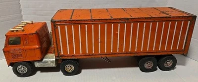 VTG Ertl Orange Metal Schneider Tank Lines 706 Semi Truck & Box Trailer Repair - Image 1 of 4