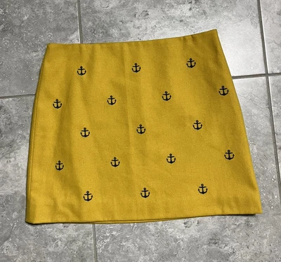 Vineyard Vines Wool Blend Skirt Lined Preppy Academia Yellow Nautical Anchor 10 - Image 1 of 4