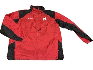 90's Univ Nebraska Cornhuskers Jacket Mens Medium Red/Black Columbia Full Zip - Picture 1 of 7