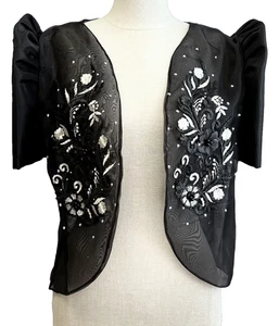 Filipiniana Bolero Patch Embroidered/Embroidery Philippine Ethnic Large Black - Picture 1 of 8