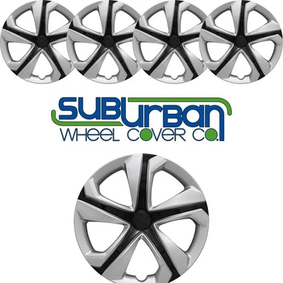 👀 本田 Civic LX 风格 16 英寸银色/黑色轮毂盖车轮盖 # 520-16SB 套装/4 — 第 1/4 张图片