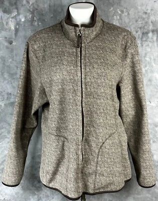 Chaqueta polar Coldwater Creek marrón espiga cremallera completa talla 2X (13999) Foto 1 de 4