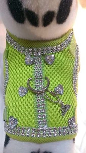 Arnés para perro S, arnés blandos de malla collar verde neón arnés blandos brillo corazón - Imagen 1 de 4