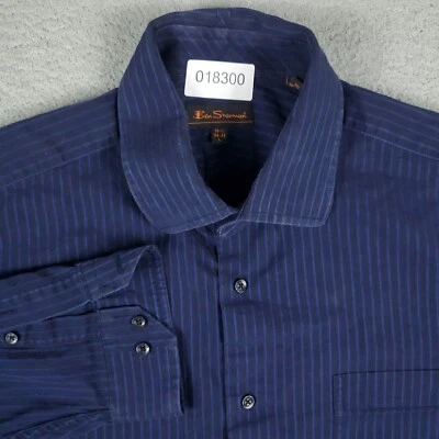 Camisa Ben Sherman Para Hombre 16.5 Grande Azul Rayas Vestido Abotonado Manga Larga Foto 1 de 4