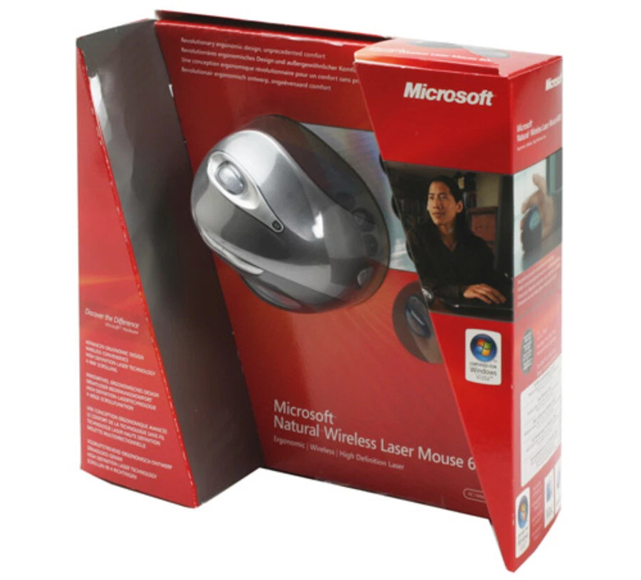Microsoft 1083 Natural Wireless Laser Mouse 6000 - Metallic Gray (69K-00001) - Image 1 of 1
