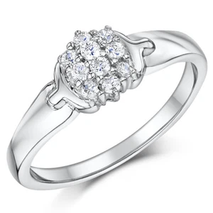 Cobalt Engagement Ring Wedding Band 10 Stone Cluster 4mm Ladies Ring - Picture 1 of 4