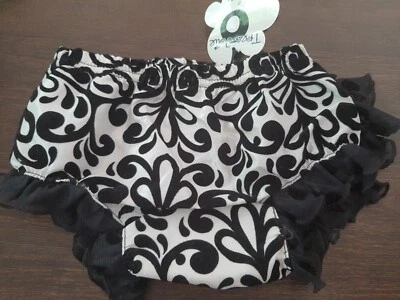 Mud Pie Nuevo Con Etiquetas Talla 0-6 Meses Negro Blanco Floral Negro Volantes Suave Bloomers Nuevo Foto 1 de 4
