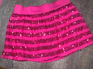 Youth Girl's Kids Pink Sequin Tutu Skirt JUSTICE sz 12 Skort - Picture 1 of 4