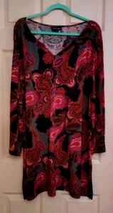 Fashion Bug Pink/Purple 2X Polyester Long Sleeve Dress - Picture 1 of 4