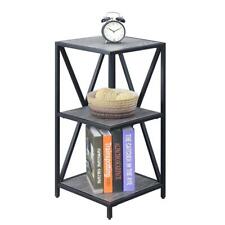 Tucson Metal 3 Tier Corner Bookcase, Weathered Gray/Black