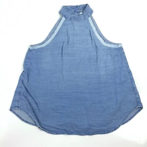 Chelsea and Violet Top Womens Small Blue Sleeveless Open Back Chambray Lyocell - Picture 1 of 11