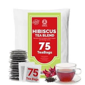 75 Hibiscus Tea Bags, Hibiscus Tea with Moringa, Good For Heart Health - Picture 1 of 14
