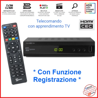 Decoder Registratore digitale terrestre DVB T2 Telesystem TS6822 PRO Pvr 2 tuner - Immagine 1 di 4