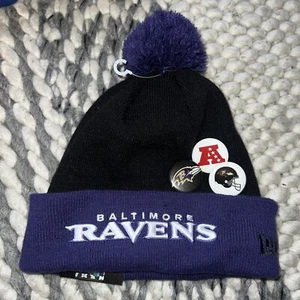 New Adult New Era Baltimore Ravens Buttons Knit Pom Hat $25 Free Ship - Picture 1 of 3
