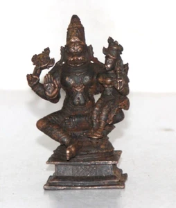 1860's Vintage Copper  Hindu Lord Vishnu Narsimha Hand Carved Holy Statue - Picture 1 of 7