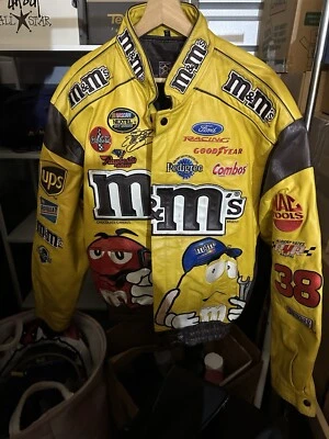 RARE M&M’s Leather Nascar Racing Jacket SZ L #38 Elliott Sadler - Image 1 of 4