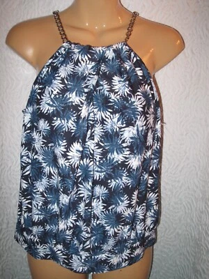 MK Michael Kors Women's Size M Underwire Tankini Swimsuit Top Navy Blue White - Image 1 of 3