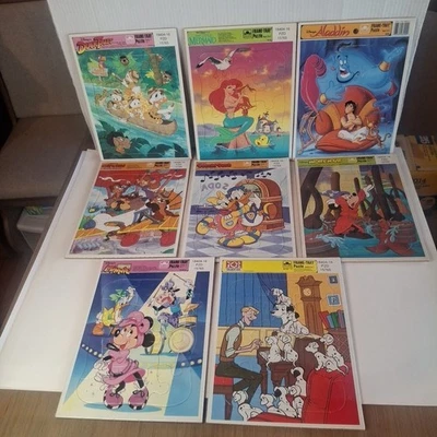 Lote De 8 Rompecabezas Bandeja Marco Disney Vintage Cuentos De Pato, Aladino, Sirenita + Foto 1 de 4