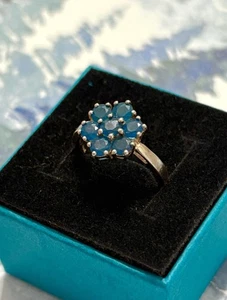 Anillo 925 con racimo de múltiples gemas de apatita de neón malgache de plata esterlina de diseñador TGGC 8 - Imagen 1 de 2