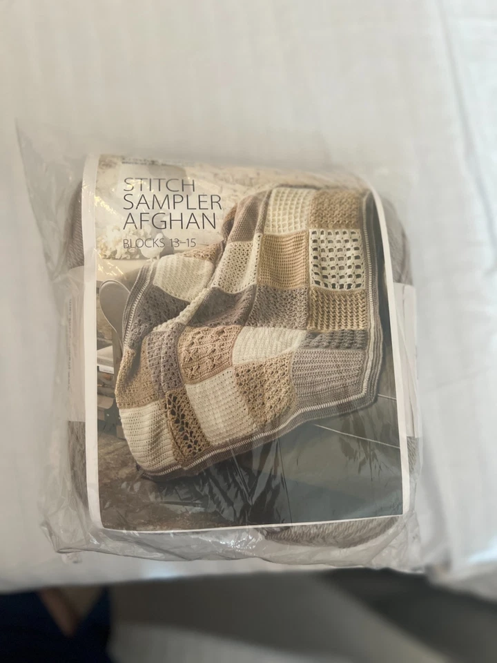 Annie's Stitch Sampler Crochet Afghan Block 13 - 15 Chinchilla