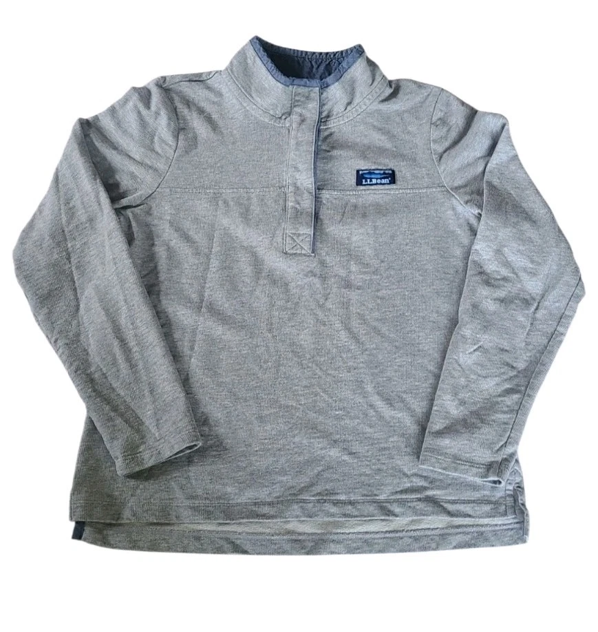 L.L. Bean 501541 Camisa Mujer Algodón Rugby Talla S/P Gris con Escote Cambray  Foto 1 de 4